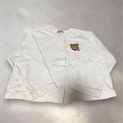 ミキハウス　ホワイト クマ刺繍 カーディガン 100センチ