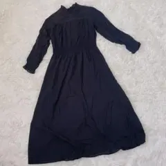 フレームワーク クロシェレースロングワンピース 黒 インド綿 マキシ丈 レーヨン