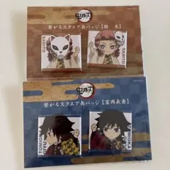 ル*カ様 鬼滅の刃 繋がるスクエア缶バッジ 冨岡義勇 錆兎 2点セット
