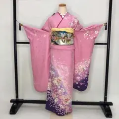 振袖フルセット ピンク 小さめ 草履バック付き 裄64.5cm 成人式 S209