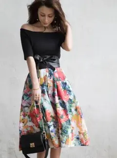 GRL☆水彩花柄フレアスカート