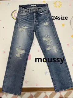 MOUSSY ダメージ加工 ストレートデニム