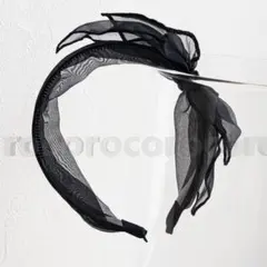 【新品・黒リボンレース・カチューシャA】 韓国風 ヘアアクセサリー 子供～大人