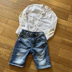 美品★ZARA kids★コットンシャツ＆ダメージデニムパンツ★118