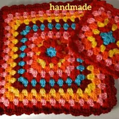 ぷっくりお花のカラフルマルチカバー手編みグラニースクエアセット