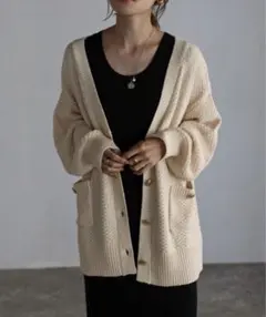 Bonjour Sagan ニットカーディガン　ベージュ　アイボリー
