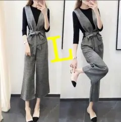 可愛い❣️レディース オールインワン サロペット　ワイドパンツ　韓国冬服　ニット