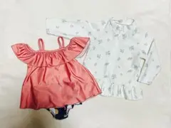 ベビー用ピンク水着と花柄ラッシュガードセット