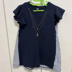 フリル袖 ネイビーチュニック　110サイズ