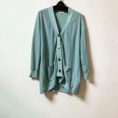 ビューティー&ユース コットンリネン Vネックニットカーディガン サックスブルー