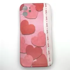 iPhone11 ケース 背面 ハート ピンク