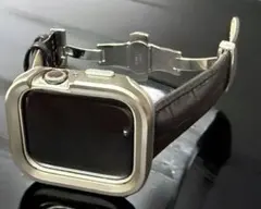 アップルウォッチ　チタンカラー　　アルミニウムケースレザーベルト