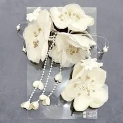 和装 着物 髪飾り【ホワイト×ゴールド】七五三 成人式 結婚式 卒業式