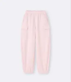 GU パフスウェットカーゴバレルレッグパンツ L ピンク新品