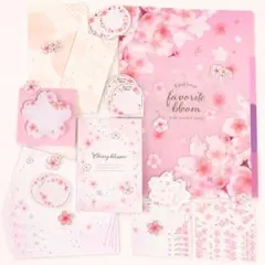 桜紙ものセット ポストカード ご祝儀袋 スタンド付箋 シール メッセージカード