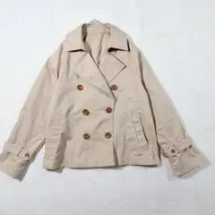 GU ショート トレンチジャケット ダブルブレスト ベージュ L