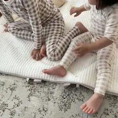 ニュアンスチェックルームウェアセット　peekaboo 春秋 長袖 レギンス