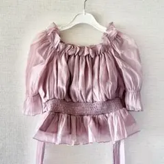 GRL 袖2Wayウエストリボンオーガンジーブラウス[dk1224]