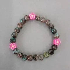 ハンドメイド ブレスレット 15cm 花モ
