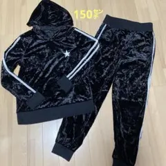 shisky セットアップ ベロア ブラック キッズ