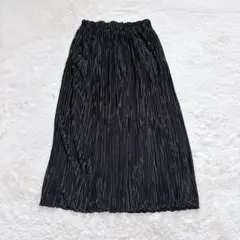 ローリーズファーム プリーツスカート ウエストゴム ロング 光沢 フレア 上品