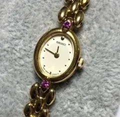 SEIKO ジュエリー　ブレスウォッチ　オーバル　カラーストーン　良好稼働