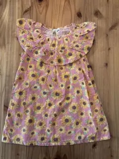 branshes ひまわり柄 ノースリーブワンピース