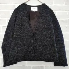 グリーンレーベルリラクシング ツイード ジャケット ノーカラー