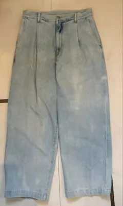 ヴィンテージライトブルー ワイドレッグデニムパンツ
