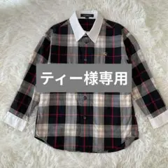 Burberry バーバリーロンドン 七分袖シャツ ノバチェック 白襟 120