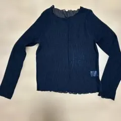 美品　ブラック　フリルネック　透け感あり　 長袖トップス　キャミソール付き