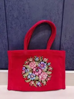 FEILER 花柄刺繍 トートバッグ 赤 - メルカリ