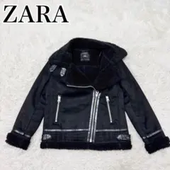 美品 ZARA フェイクムートンライダースジャケット ダブル ボア 黒 XS