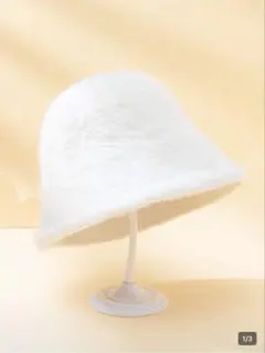 shein ファーバケットハット ホワイトバケハ