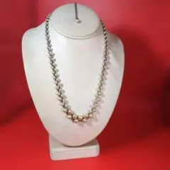 Faux パールイン シルバー へーリング ボーンチェーン ネックレス
