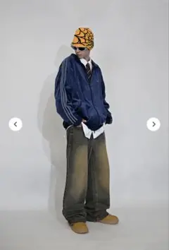 地底人ウォッシュドバギーパンツ　ヴィンテージ加工　Mサイズ