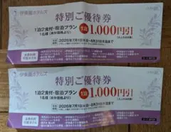 伊東園ホテルズ　特別ご優待券2枚　7/1〜8/31泊迄　一泊二食付1,000円引のサムネイル