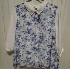 薔薇柄ブラウス シンプルブラウス オシャレブラウス