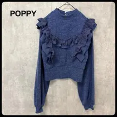 #poppy tokyo あさぎーにょ レースフリルリブニット ネイビー 紺