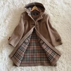 【美品】バーバリー　ダッフルコート　ノバチェック　英国製　ベージュ　L