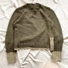 ogo GERAL PARIS 配色デザイン ニットセーター カーキ フランス製