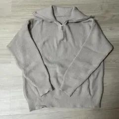 ハーフジップニットトップス