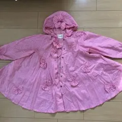 メゾピアノ ギンガムレインコート　ピンク　130