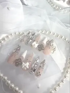 ネイルチップ フレンチガーリー スナ系 ギャル 量産型 ワンホン 白 現品限り