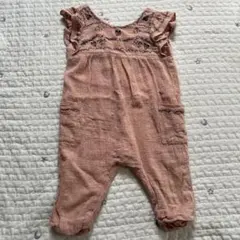 ZARA babyピンク コットン 刺繍入りロンパース 95cm以下