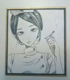 手描き 色紙イラスト ミニ色紙 ハンドメイド ナース 1点物