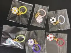 サッカーボール 型 チャーム6個セット アンブレラマーカー キーホルダー