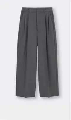 新品未使用タグ付 GU タックワイドパンツ ダークグレー