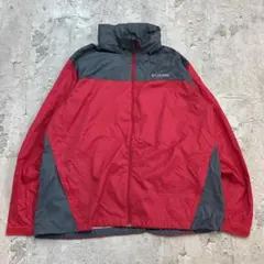 Columbia　ナイロンジャケット　XL　レッド　グレー　バイカラー　古着