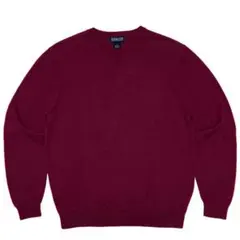 LANDS' END コットンニット レッド 赤 Vネック 90s 旧タグ